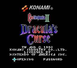 Castlevania III: Dracula's Curse title screenshot